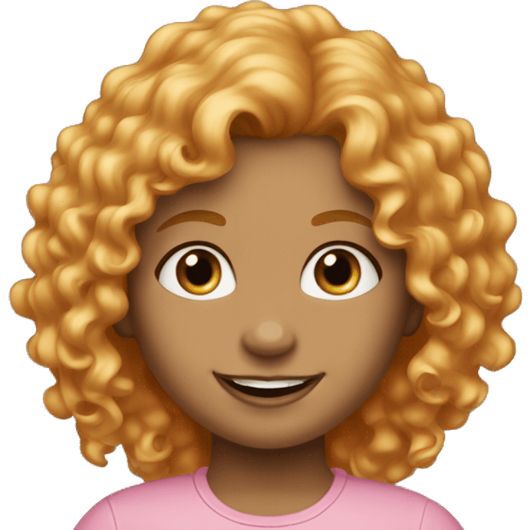 a girl with curly strawberry blond hair, size 10 and happy emoji