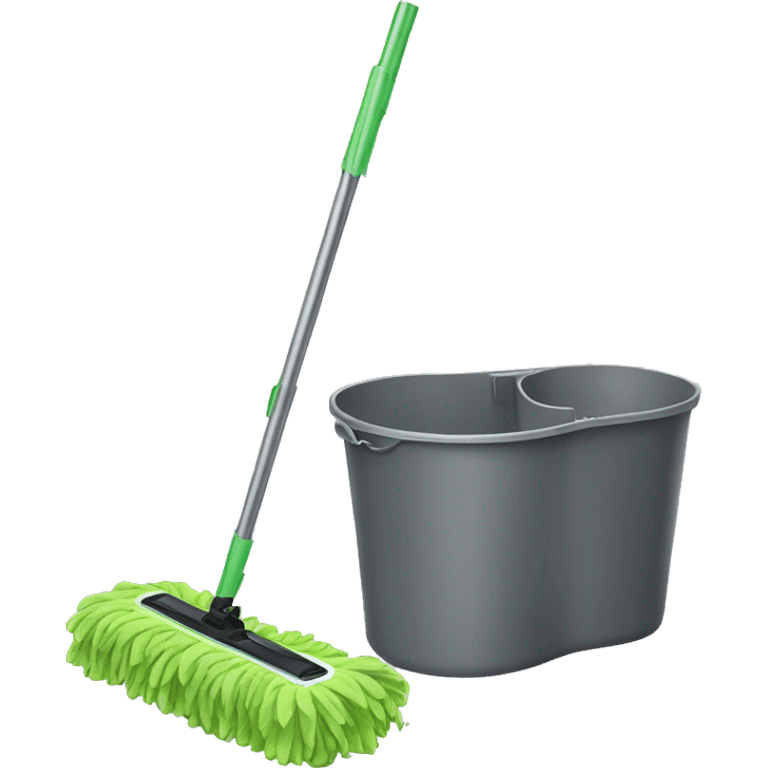 Isolated realistic full length swiffer wetjet mop with water bucket emoji