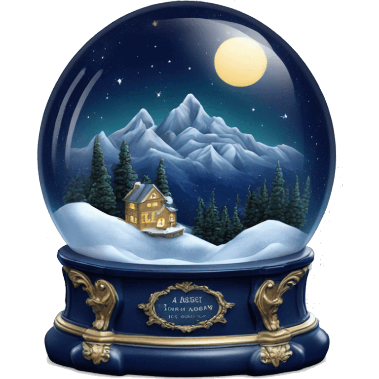 vintage navy blue rococo night sky mountains snow globe emoji