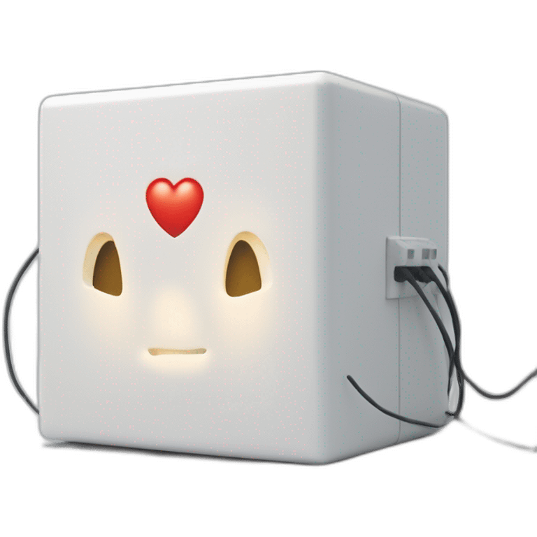 white box connected with cables indicated by blinking LED lights. THe box has a heartbeat label on it emoji