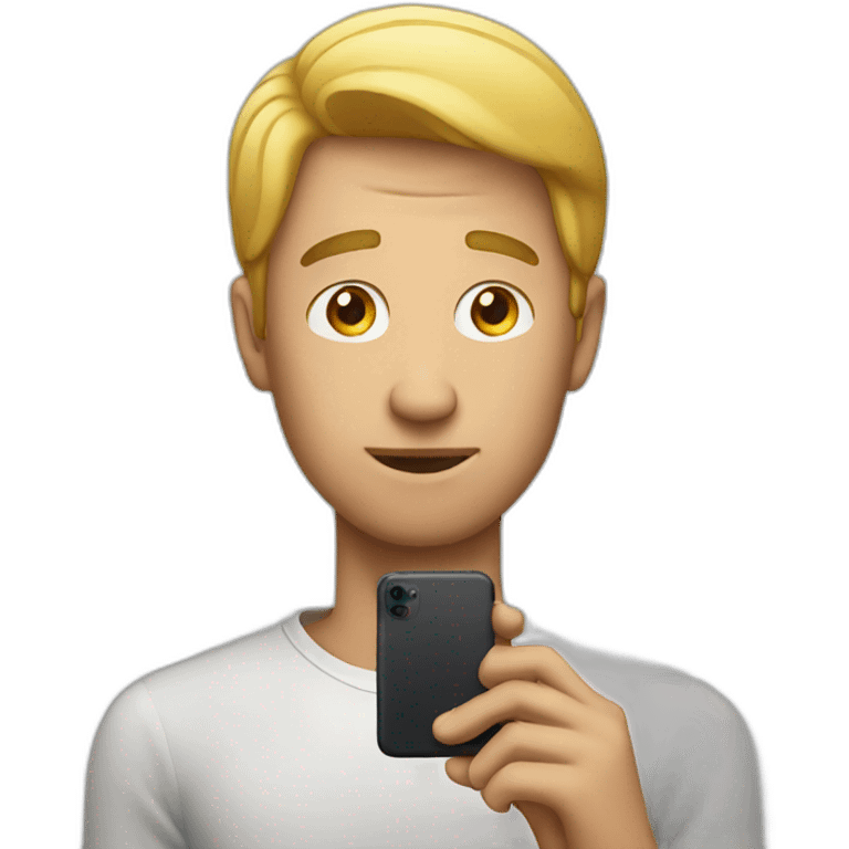 man looking at iphone emoji