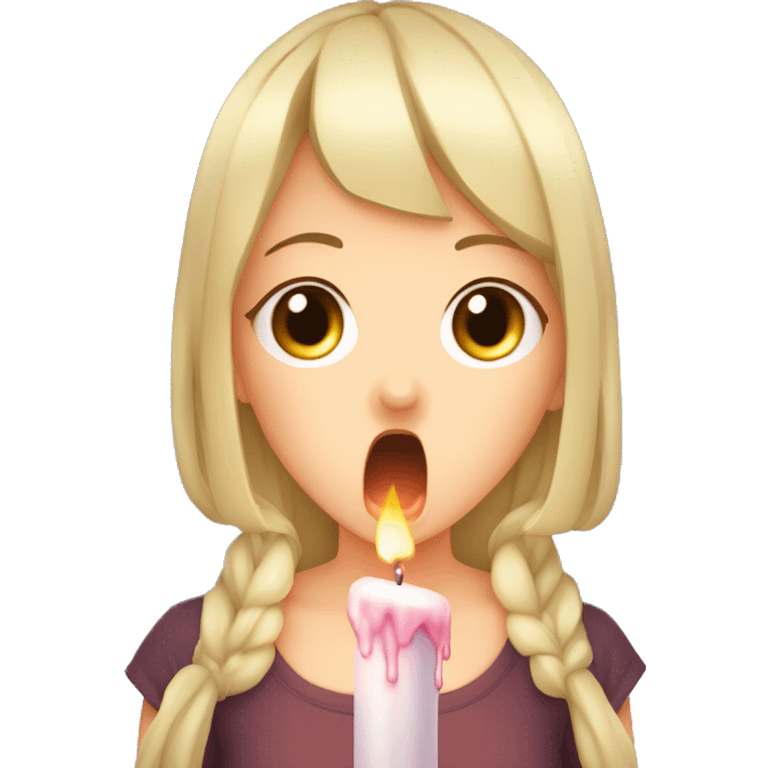 anime girl with melted candle wax spiling out from her mouth emoji