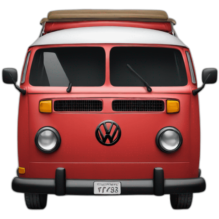 Volkswagen Samba bus red with black emoji