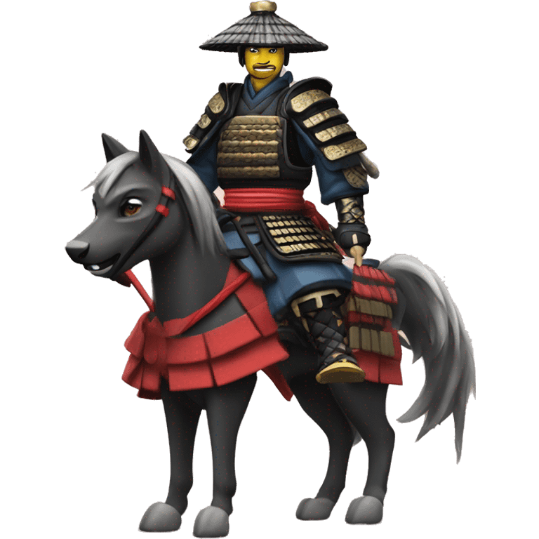 shogun samurai on wild wolf emoji