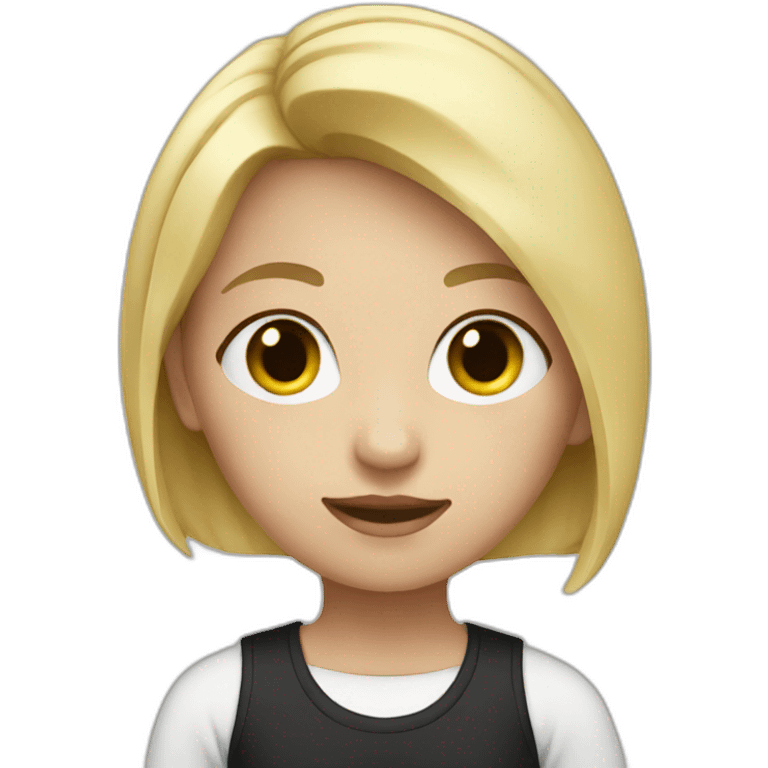 Girl with blonde hair and a black and white shirt on emoji