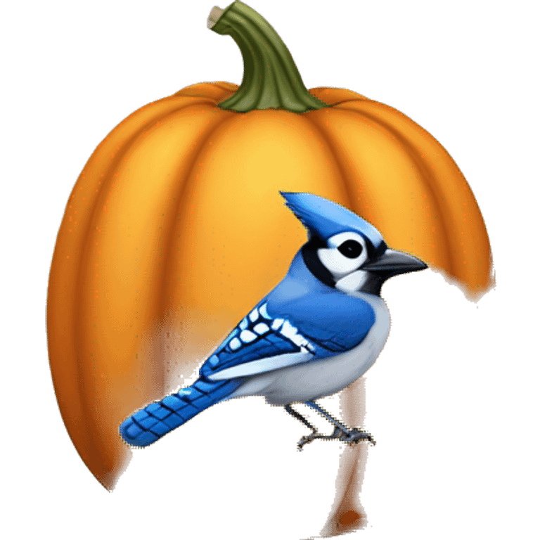 Blue Jay head sticking out of pumpkin emoji