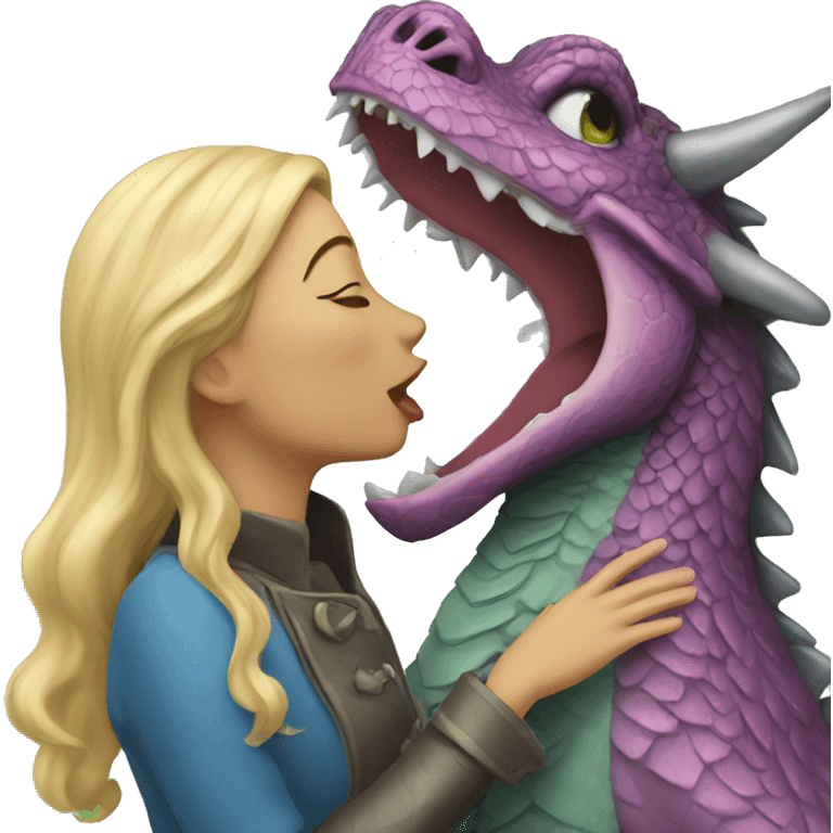 Lady kissing dragon emoji