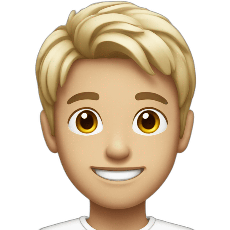 A boy age 16 with white colour and smiling  emoji