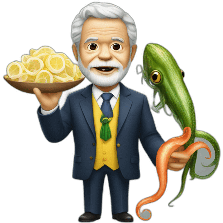 president Lula from Brazil with squid animal in hand emoji