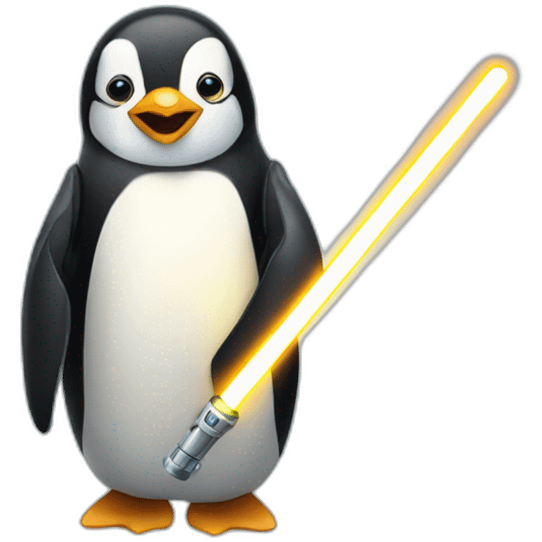 a penguin with a light sabre emoji