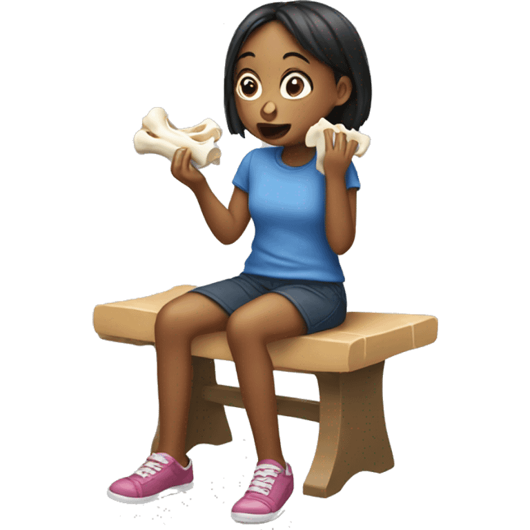 Girl eating bone emoji