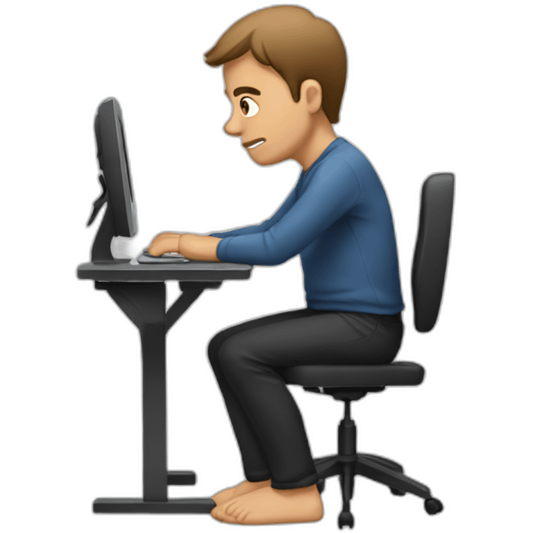 guy sitting at computer with really bad, forward leaning posture emoji