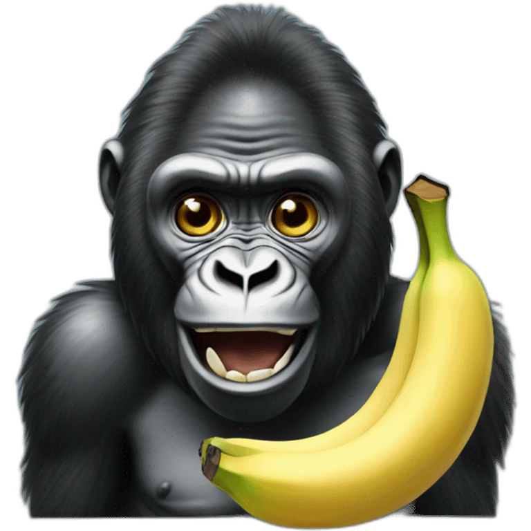 Suprised gorilla with banana emoji