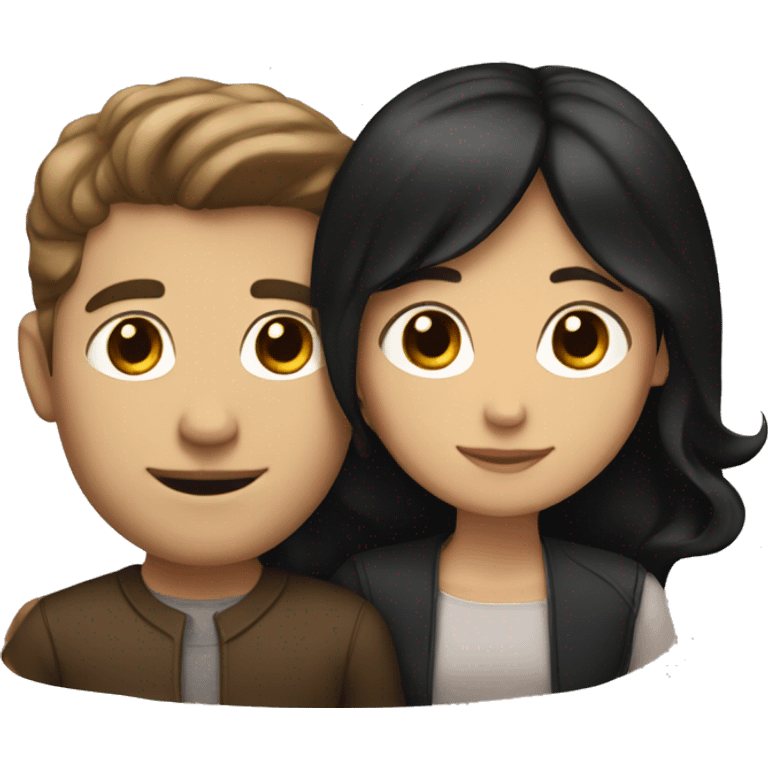 White man with brown hair hugging girl with black hair emoji