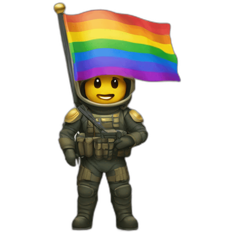 Gay Helldivers 2 soldier With a Pride flag emoji