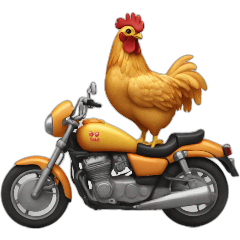 Poulet sur une moto emoji