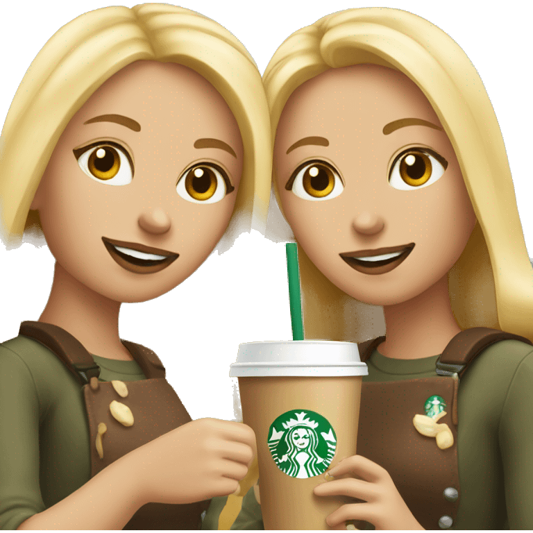 two blonde girls eating starbucks  emoji