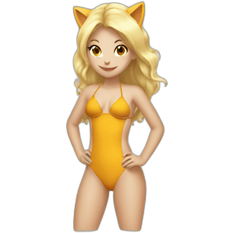 hot catgirl blonde swim suit emoji