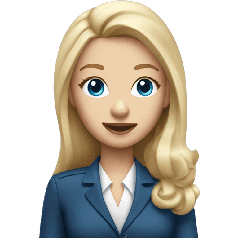 long blonde hair blue eyed girl flight attendant rolling suitcase emoji