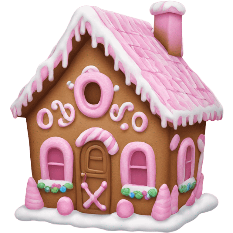 Pink gingerbread house emoji