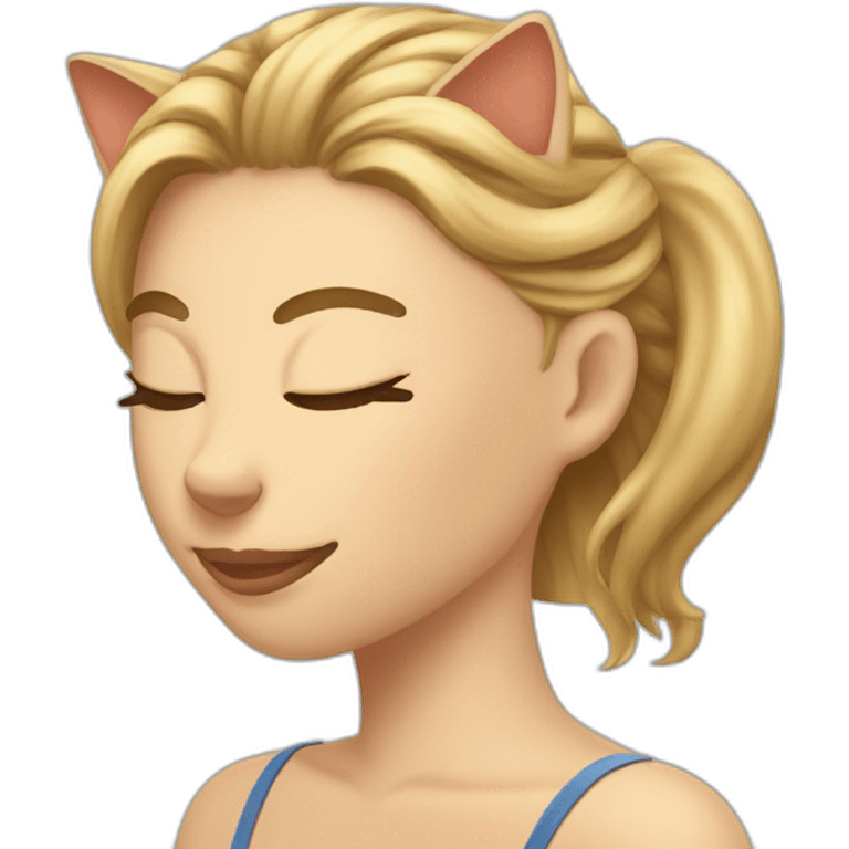 tabby cat, massaging blonde woman's head emoji