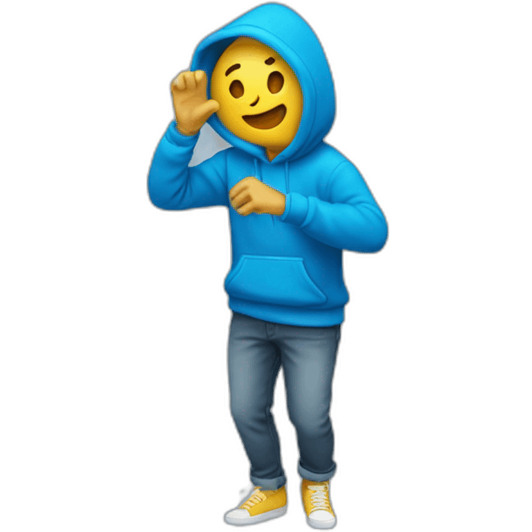 Personne qui dab avec un pull bleu emoji