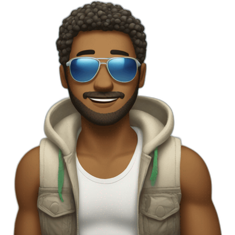 cool guy on beach emoji