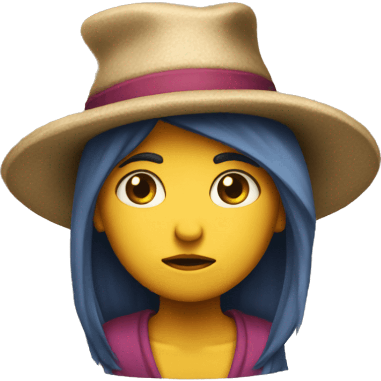 Levana wearing a sad hat emoji