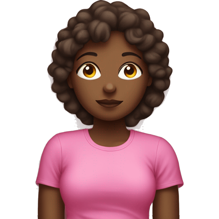 dark brown girl with pink shirt laying down on pillow emoji