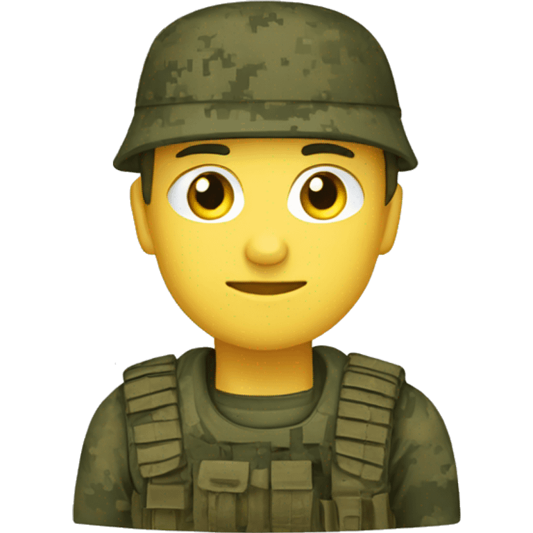 Ukrainian soldier, in camouflage pixel uniform emoji