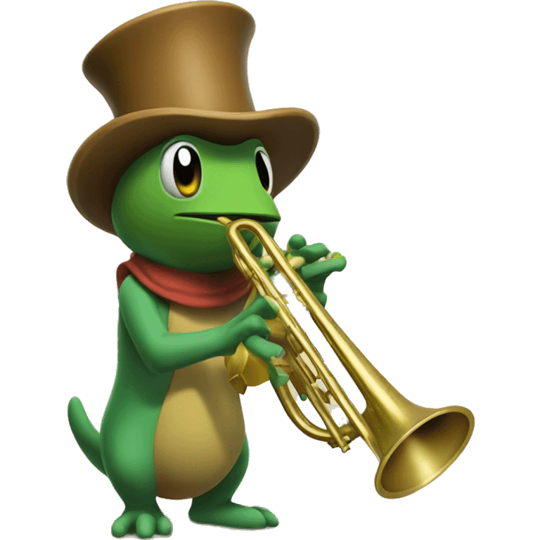 ludicolo with a trumpet emoji