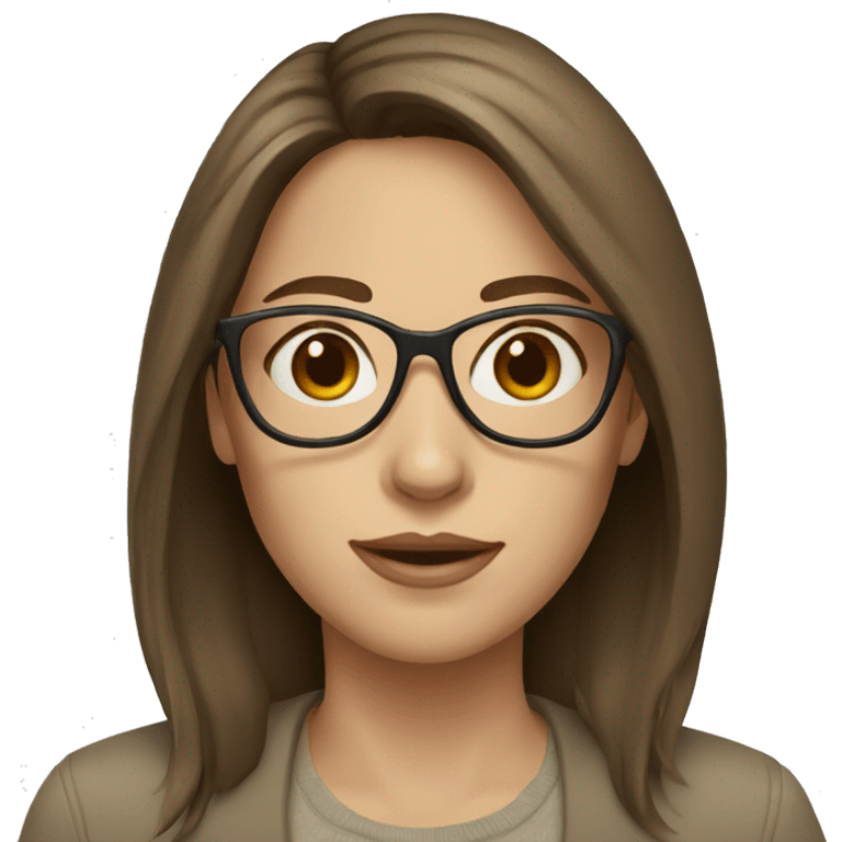 Woman with brown hair and a beige glasses, white skin emoji