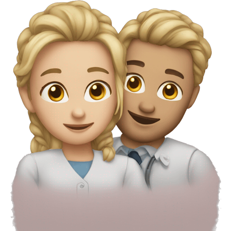 two coworkers in love emoji