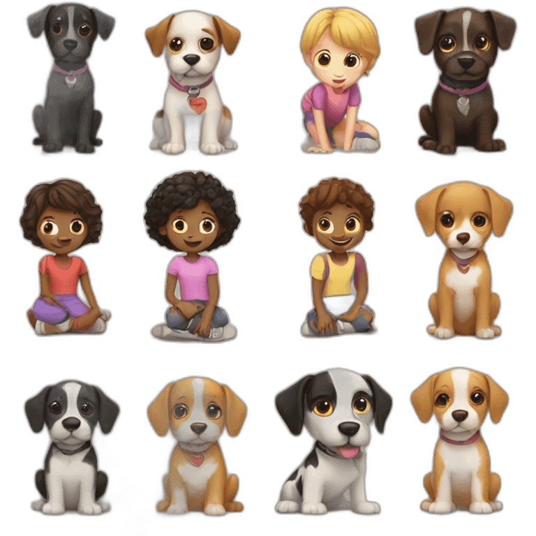 Children and dogs emoji