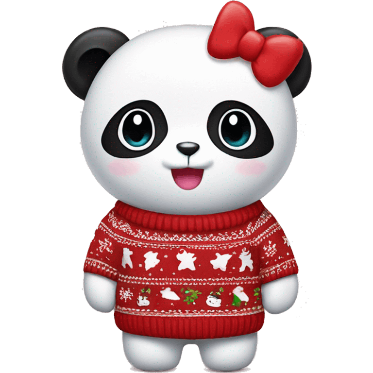 Panda in a hello kitty Christmas sweater  emoji