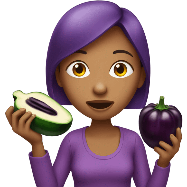 girl eating aubergine emoji