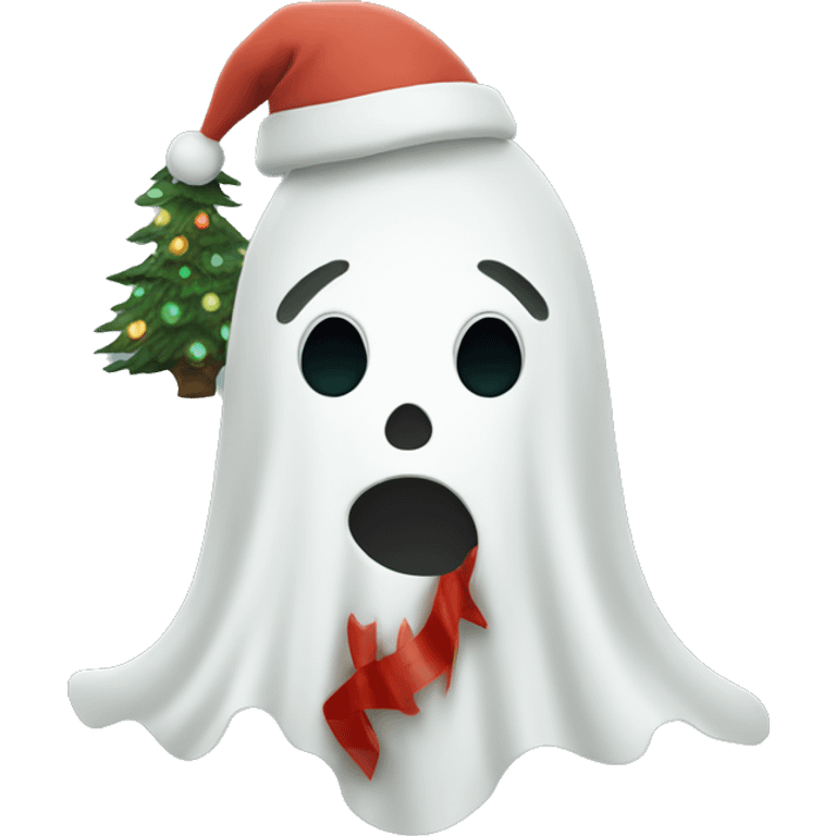 ghost with christmas tree emoji