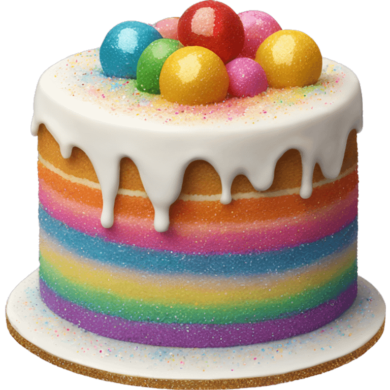 Realistic cake with colorful glitter emoji