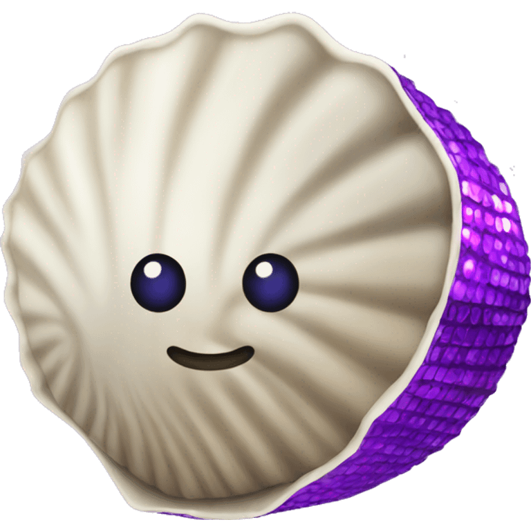 Open Clam shell with purple disco ball in the center  emoji