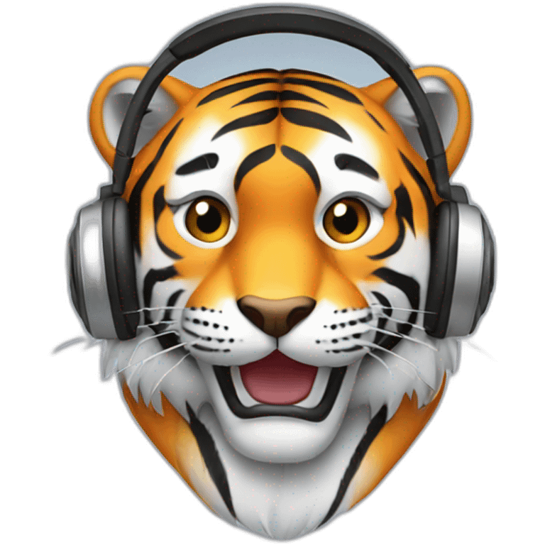 Tiger with headphones emoji