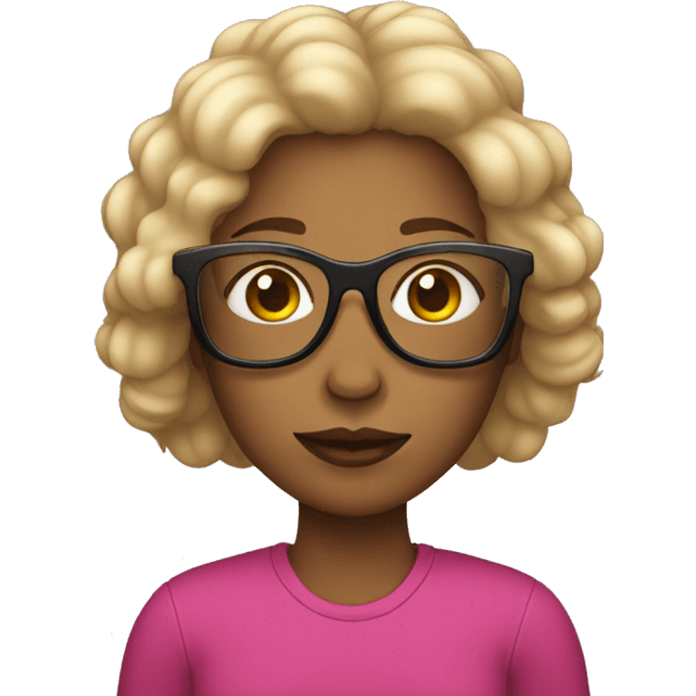 Mujer pelo negro con gafas emoji