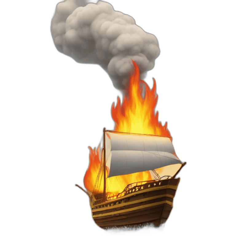 ship on fire going over waterfall emoji