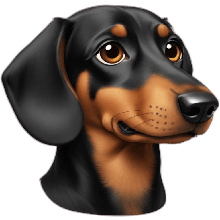 Dog head reality dachshund Looks to the left side 180 Degrees emoji