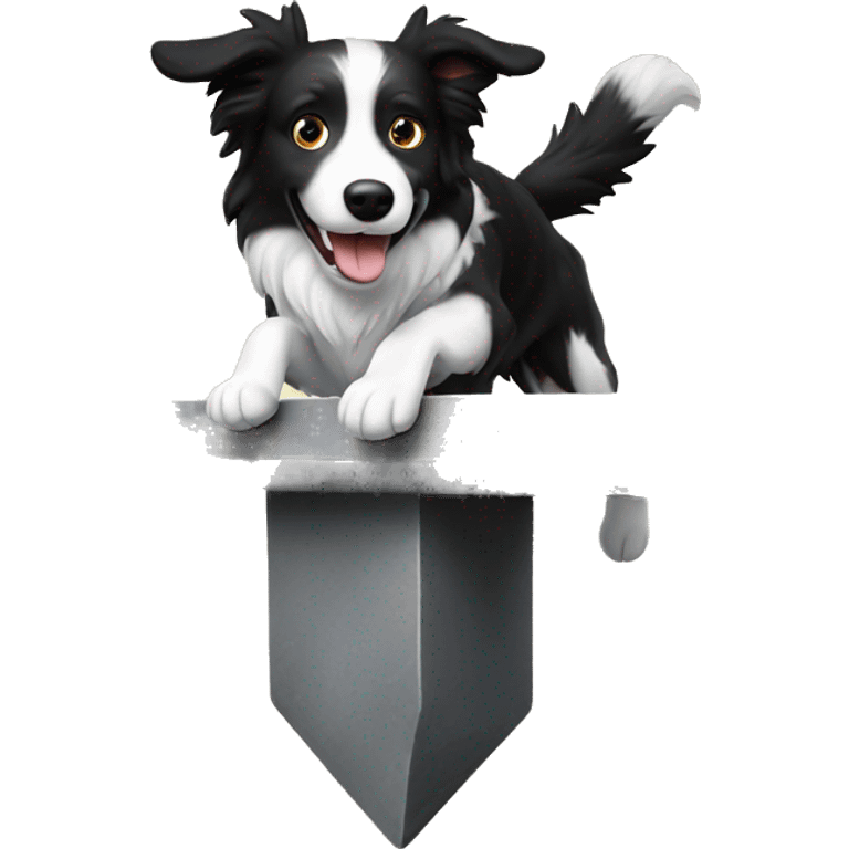 Border collie jumping over anvil emoji