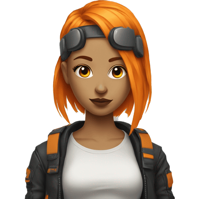 Orange hair girl cyberpunk emoji