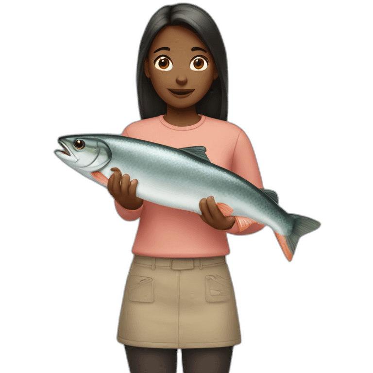 girl holding salmon emoji