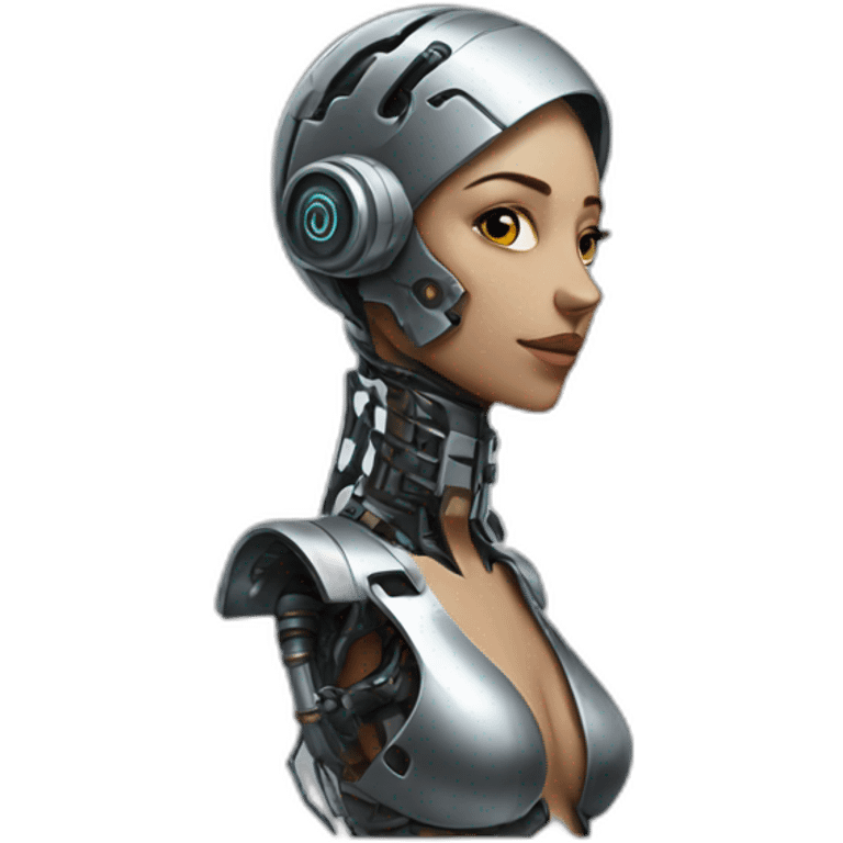 female cyborg with exposed chess emoji