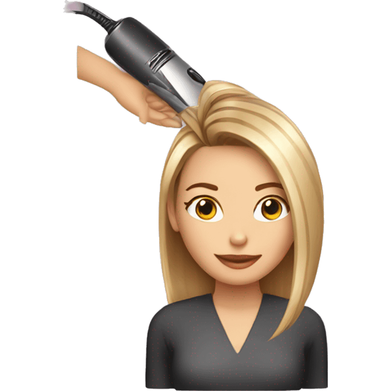 hairdresser doing hair straightening on a client emoji