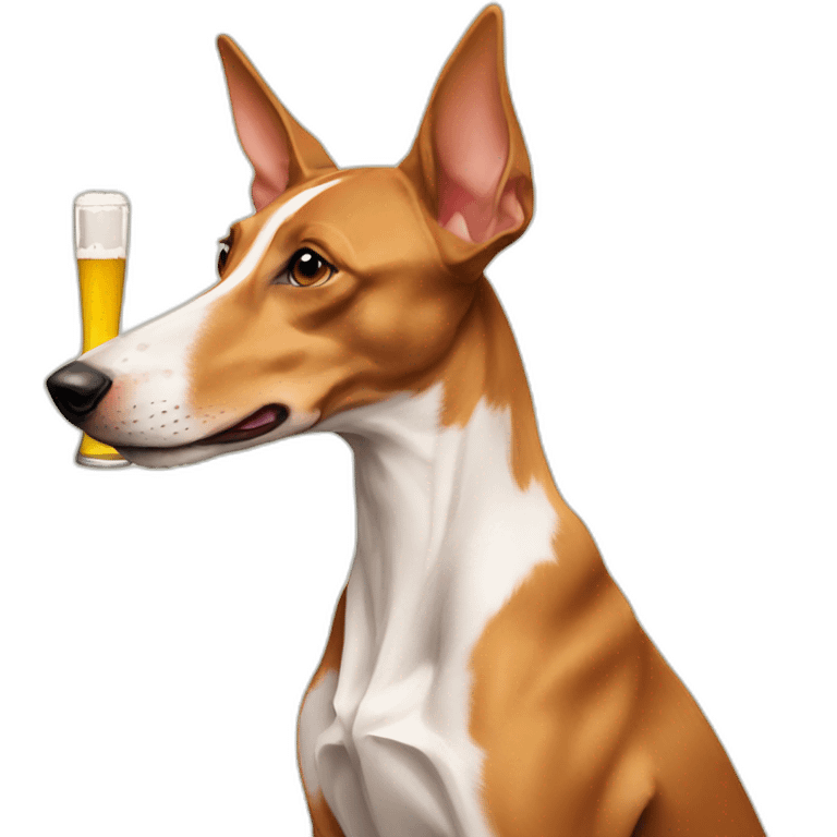 Podenco drinking beer emoji