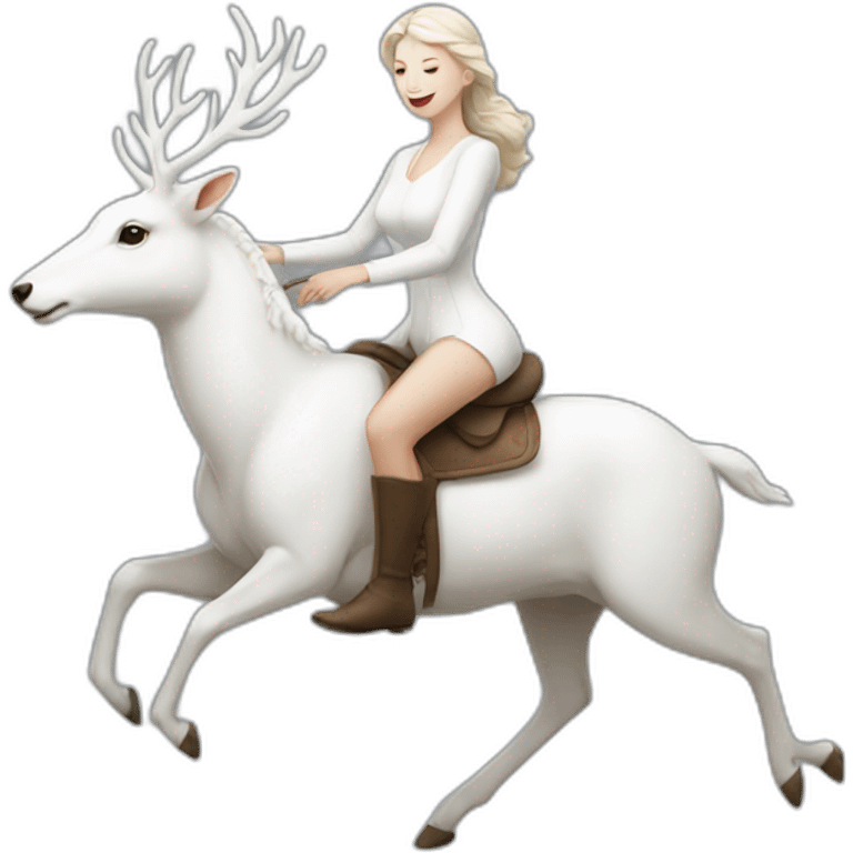 A white lady riding the White deer emoji